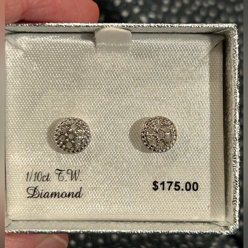 NWT Sterling Silver Diamond Stud Earrings - 1/10 ct T.W.